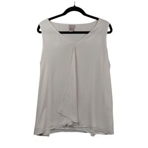 Chico's Ivory Drape Front Sleeveless V-Neck Blouse Top Size 2 US 12/14 Lined